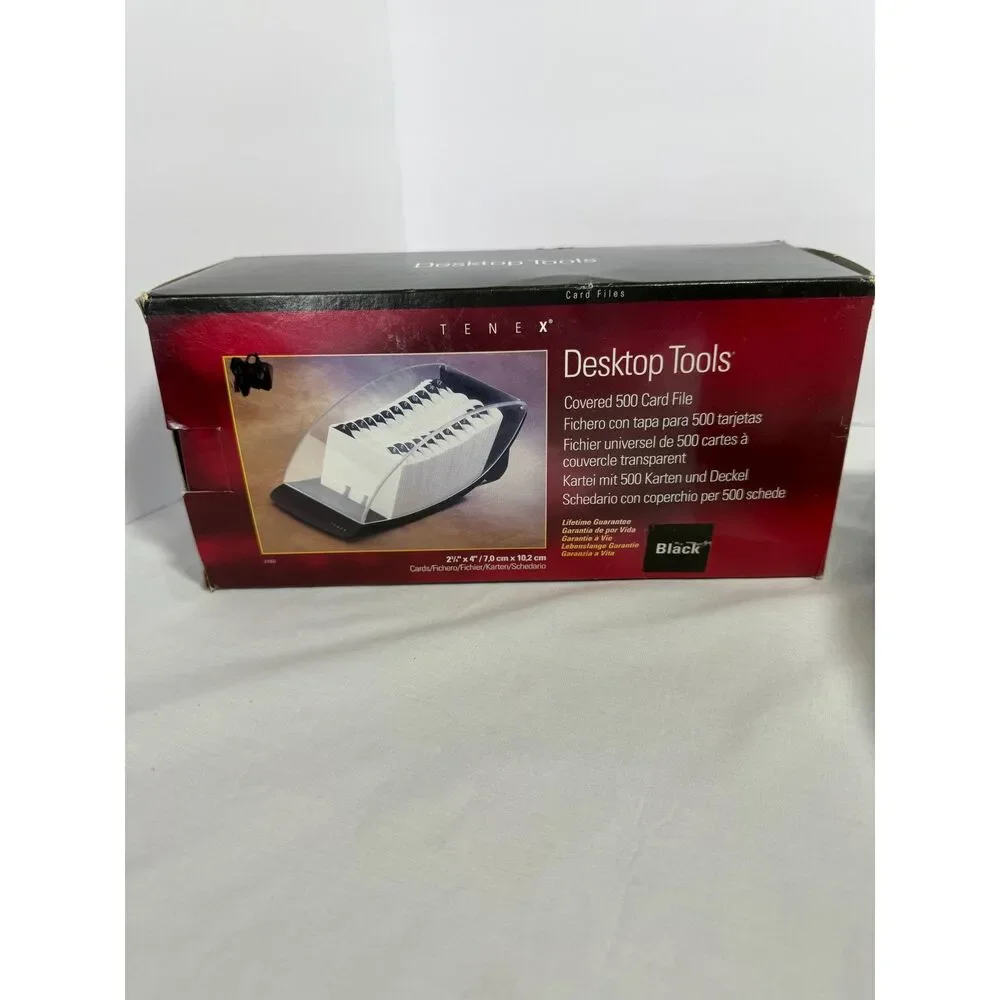 Tenex Rolladex Type Covered 500 Index Card File. New in box Made in USA Vintage